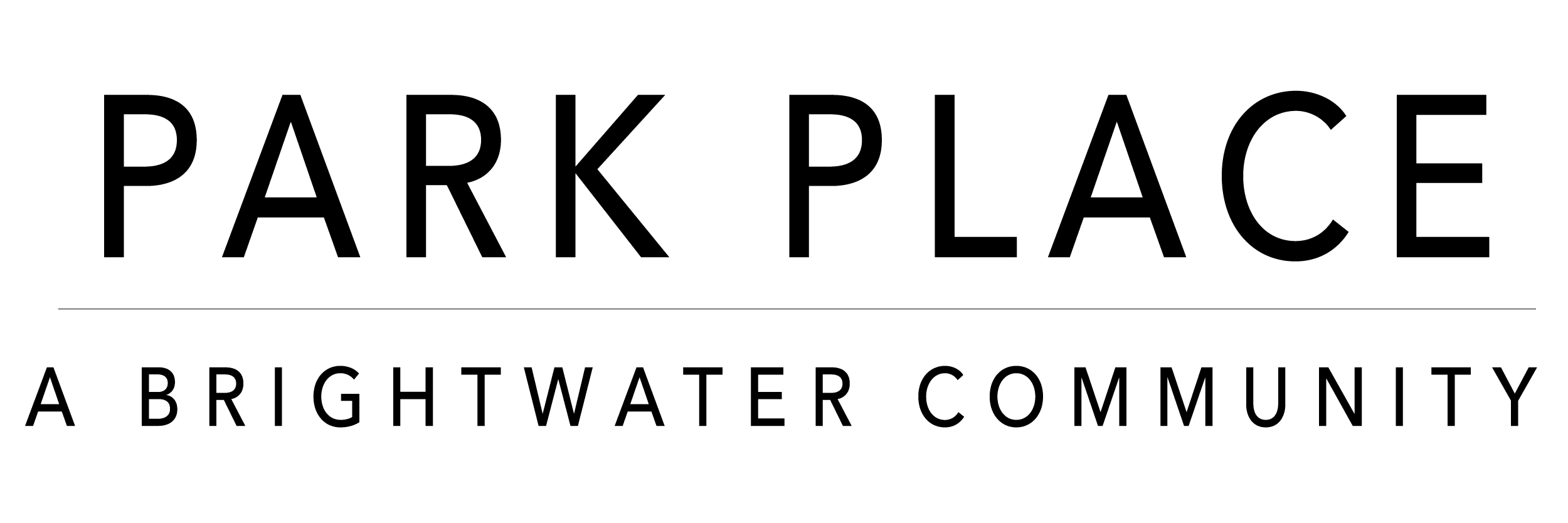 Minimal black outline version of the Park Place senior living logo
